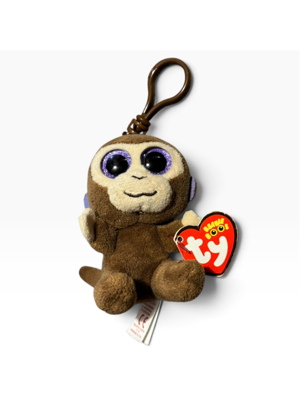 Ty Beanie Babies Boos Coconut Monkey Plush Keychain